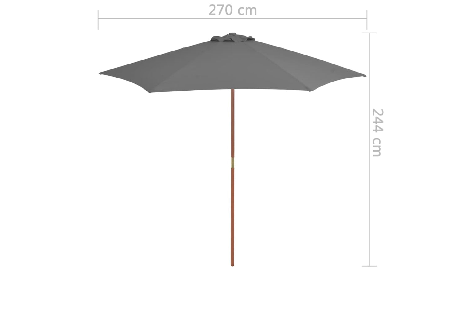 vidaXL 44515 Outdoor Parasol With Wooden Pole 270cm Anthracite-6