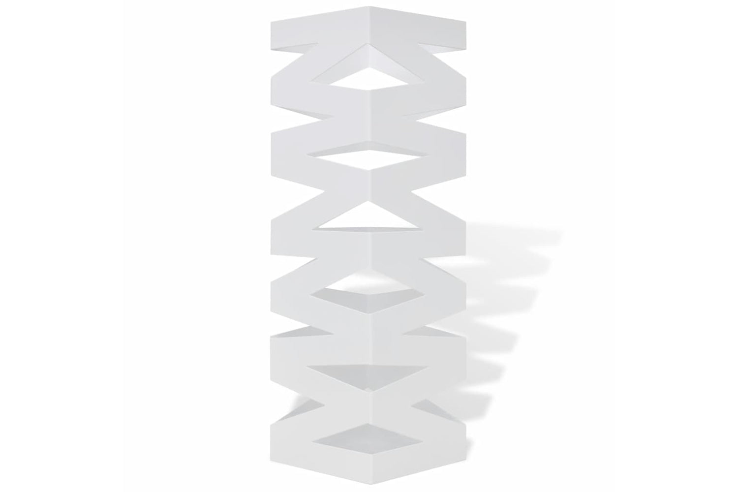 vidaXL 242468 White Square Umbrella Stand Storage Holder Walking Stick Steel 48.5cm-2
