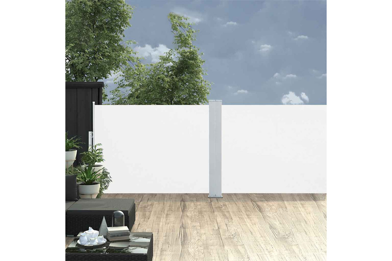 vidaXL 48473 Retractable Side Awning Cream 100x1000cm-2