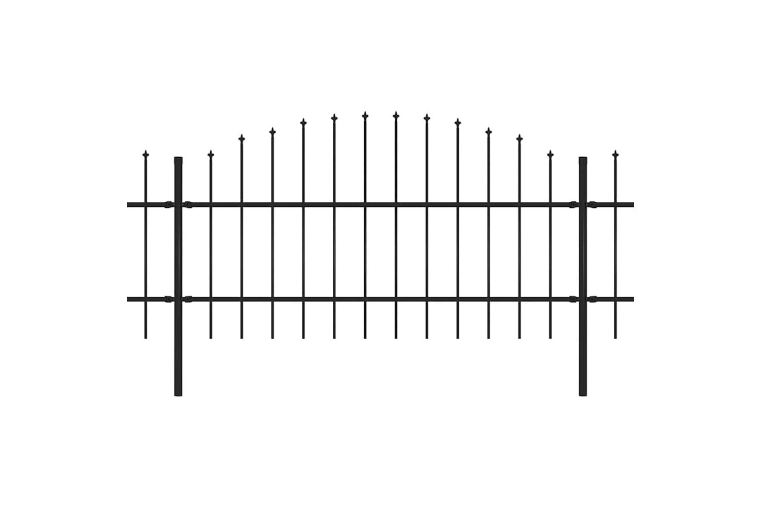 Vidaxl 277719 Garden Fence With Spear Top Steel (0.75-1)x13.6 M Black-2