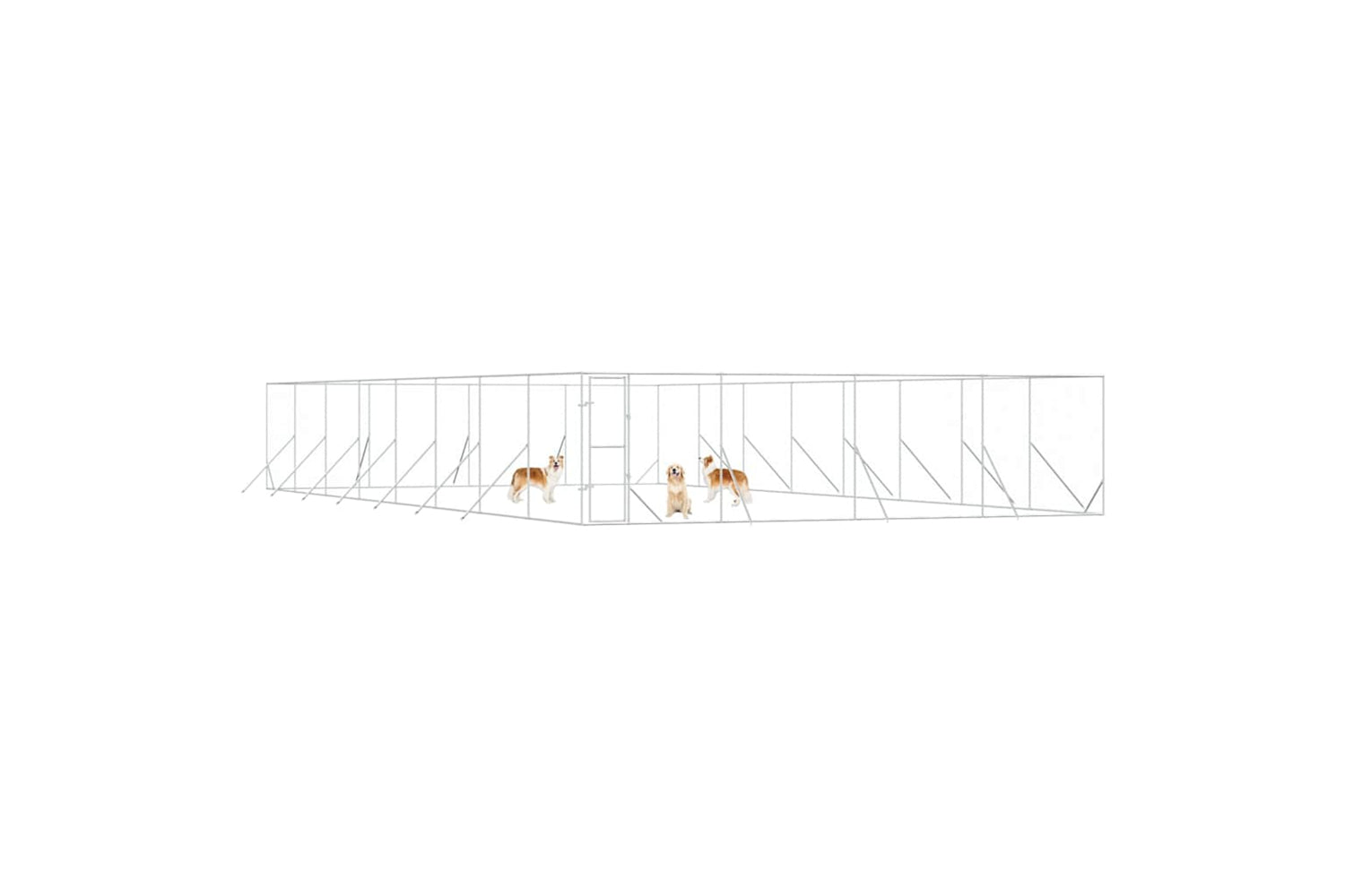 Vidaxl 3190466 Outdoor Dog Kennel Silver 8x16x2 M Galvanised Steel-3