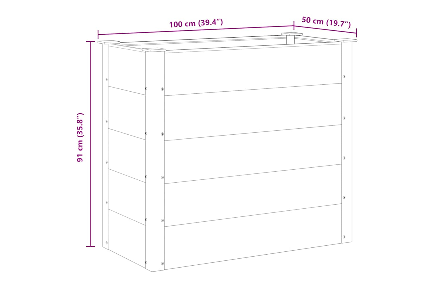 vidaXL 43604 Garden Raised Bed Wpc 100x50x91cm Grey-7