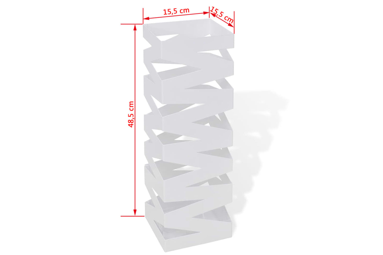 vidaXL 242468 White Square Umbrella Stand Storage Holder Walking Stick Steel 48.5cm-5