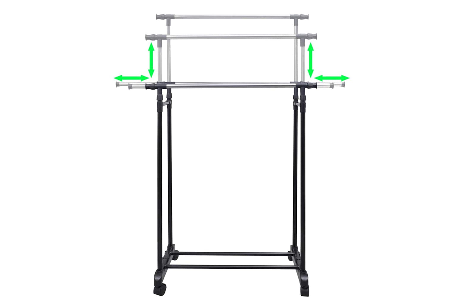 Vidaxl 50212 Adjustable Clothes Rack 4 Castors 2 Hanging Rails-7