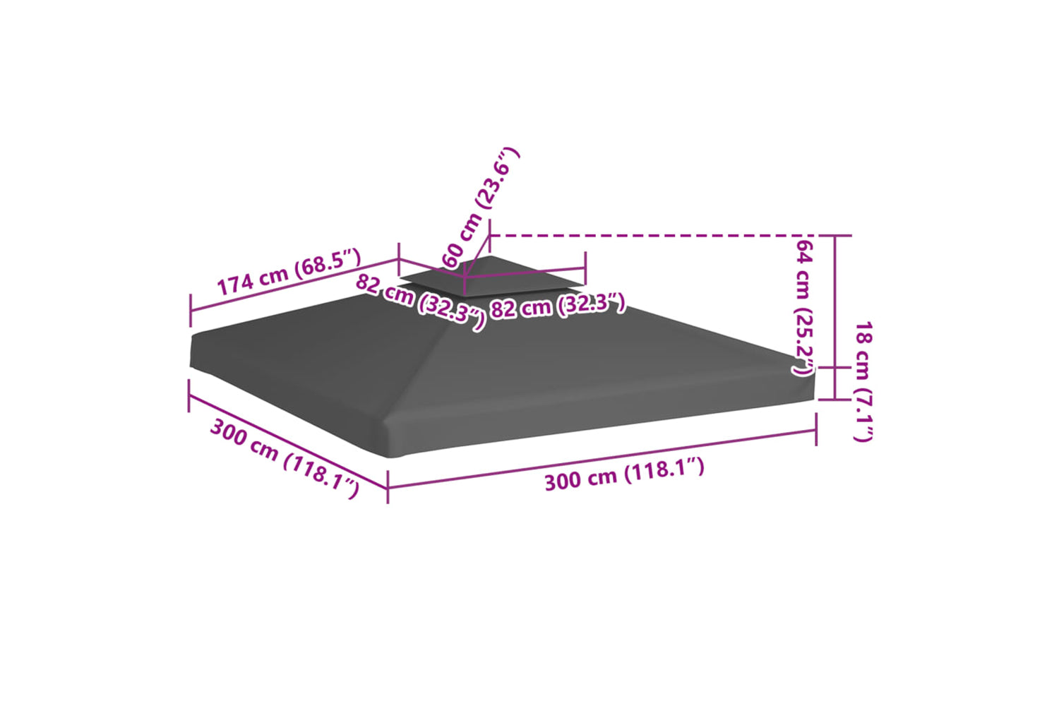 Vidaxl 2-tier Gazebo Top Cover 310 G/m2 3x3 M Taupe-6