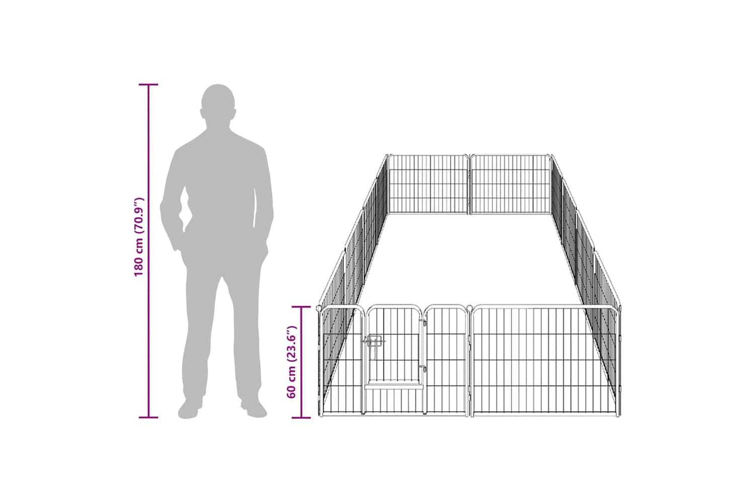 vidaXL 170573 Dog Playpen 12 Panels Steel 80x60cm Black-9