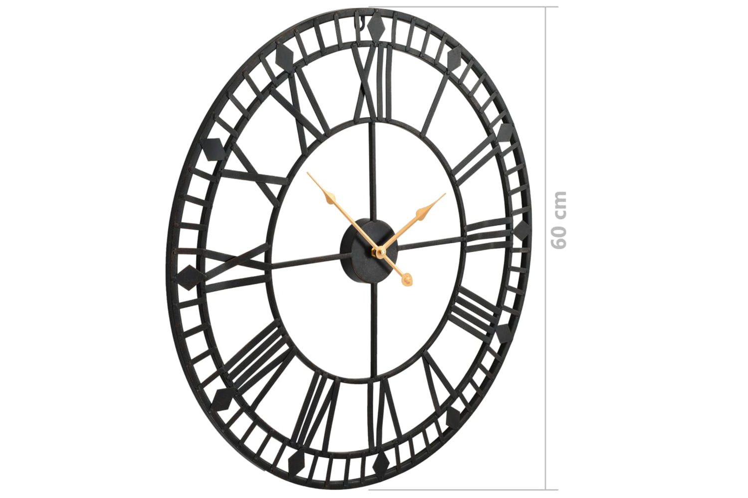 Vidaxl 50645 Vintage Wall Clock Metal 60 cm | Black/Gold-6