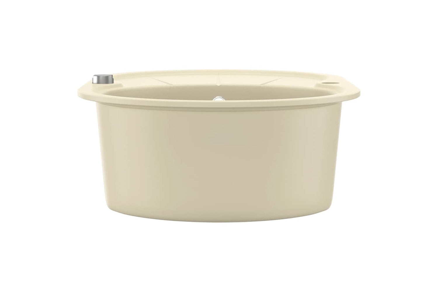Vidaxl Granite Kitchen Sink Single Basin Oval Beige-5