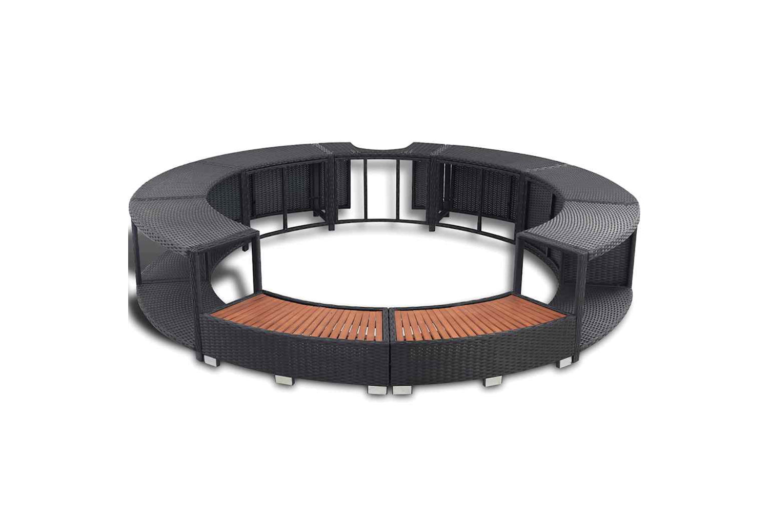 Vidaxl Hot Tub Surround Black Poly Rattan-4