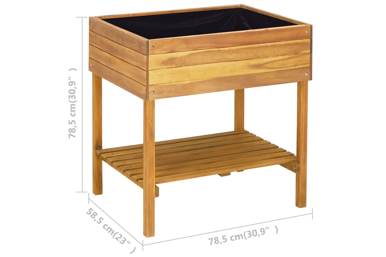 vidaXL 46584 Raised Garden Planter 78.5x58.5x78.5cm Solid Acacia Wood-7