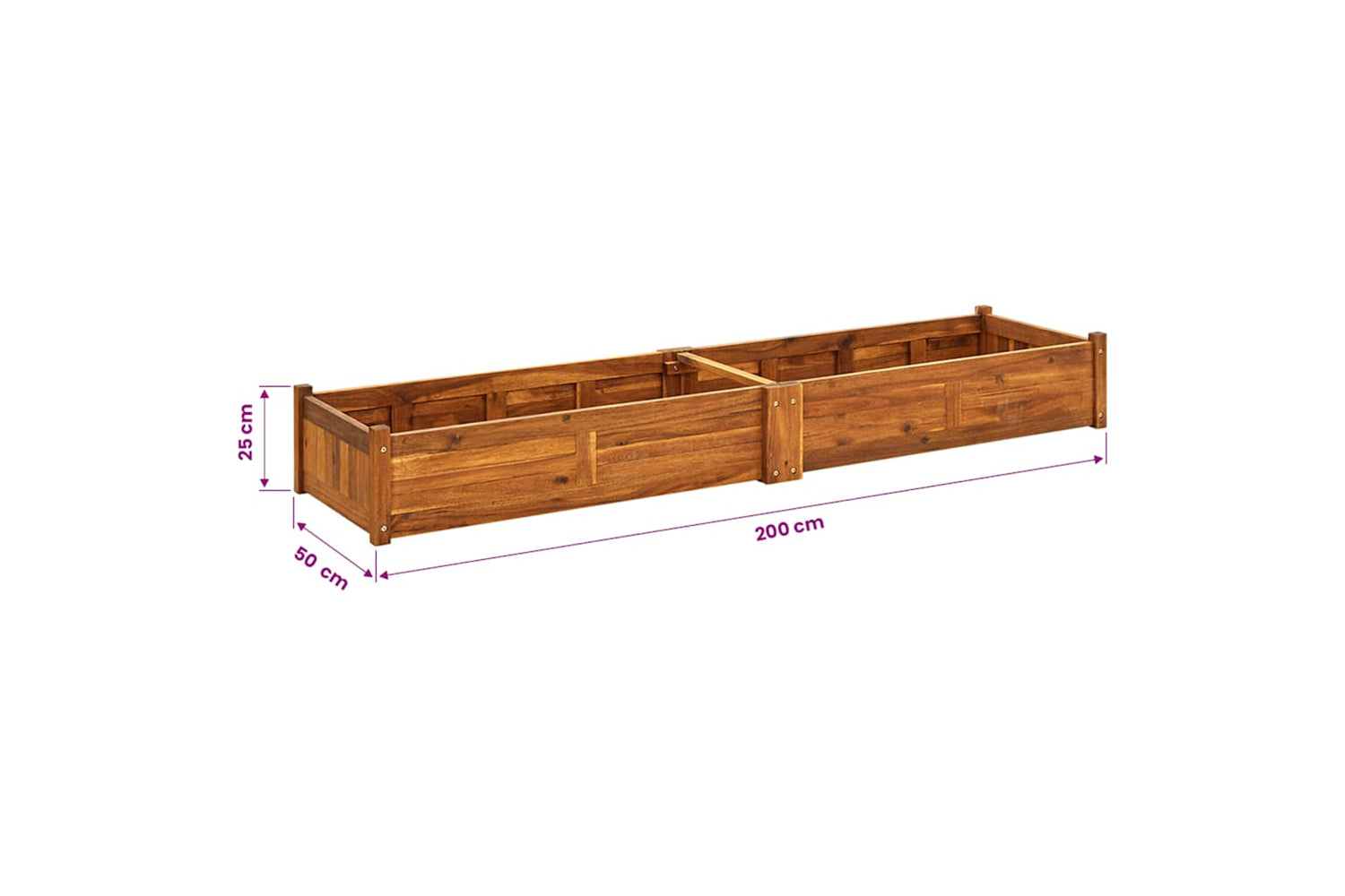 vidaXL 42568 Garden Raised Bed Acacia Wood 200x50x25cm-7