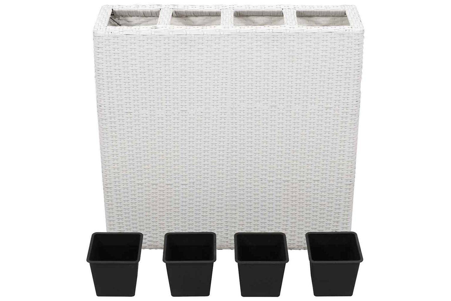 Vidaxl 45427 Garden Raised Bed With 4 Pots Poly Rattan White-2