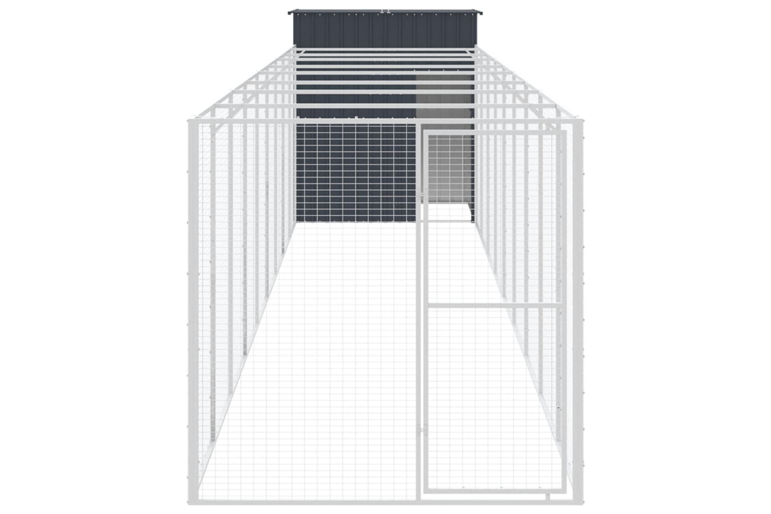 vidaXL 3189102 Dog House With Run Anthracite 165x1067x181cm Galvanised Steel-2