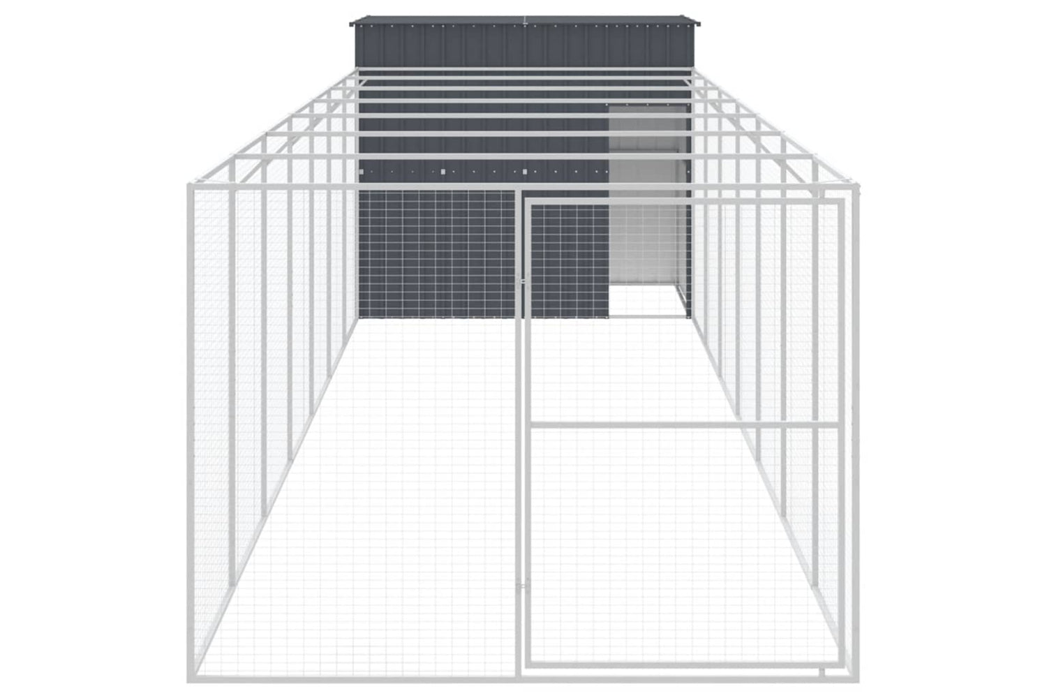 vidaXL 3189122 Dog House With Run Anthracite 214x865x181cm Galvanised Steel-2