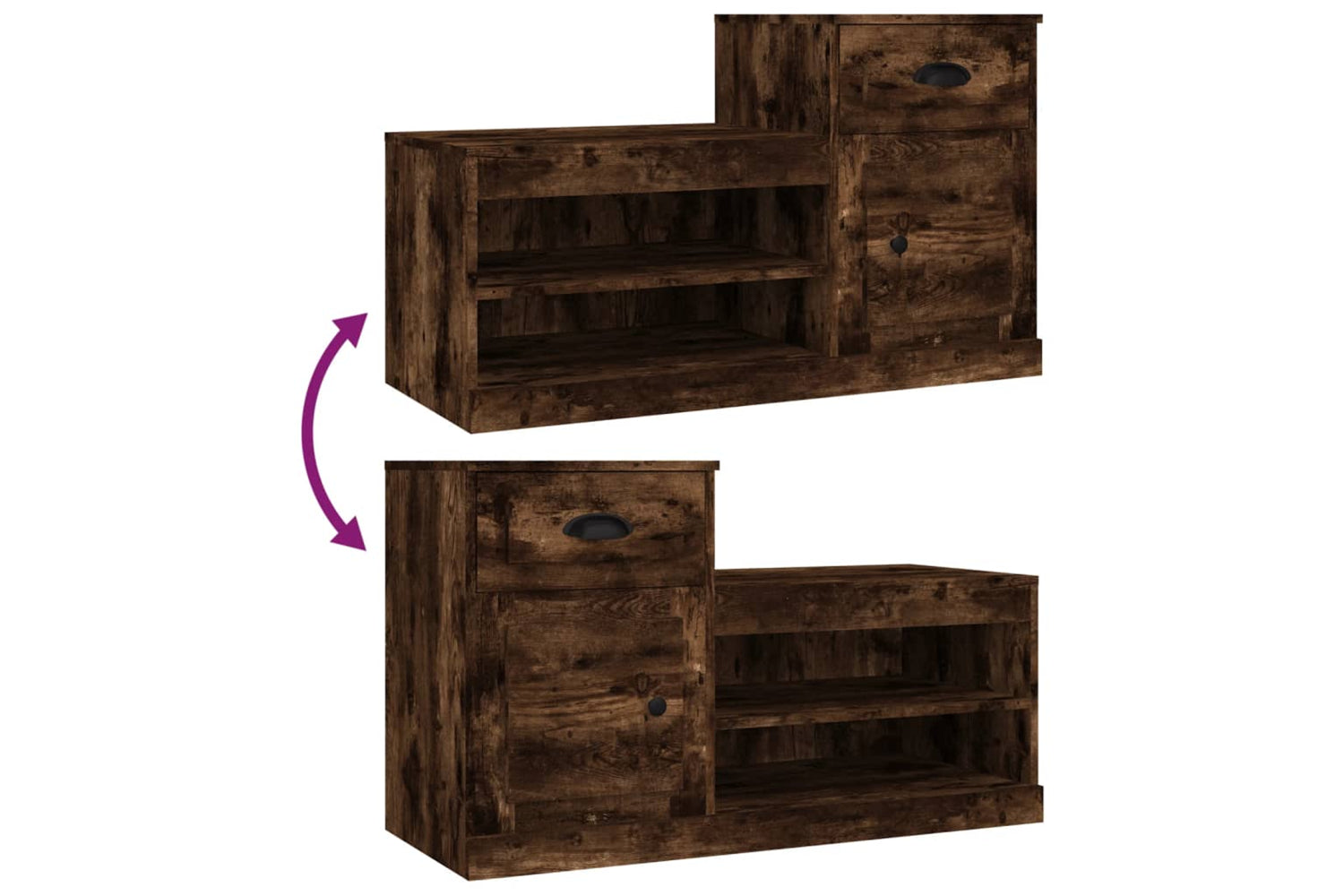 vidaXL 816421 Shoe Cabinet Smoked Oak 100x42x60cm Engineered Wood-8