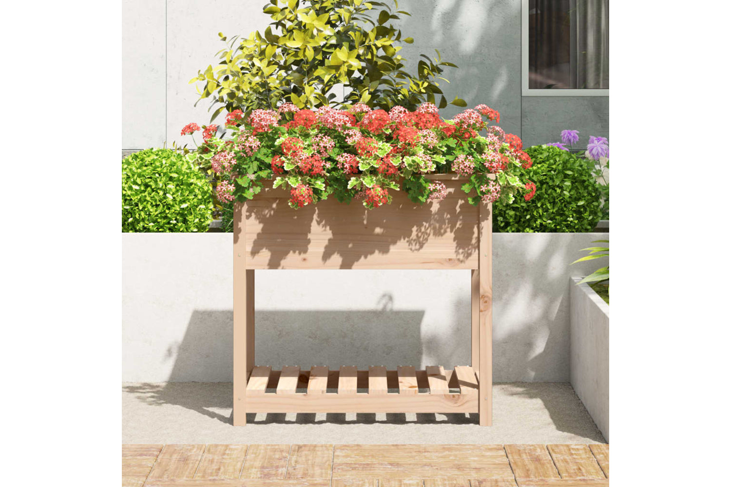 vidaXL 823780 Planter With Shelf 82.5x54x81cm Solid Wood Pine-2