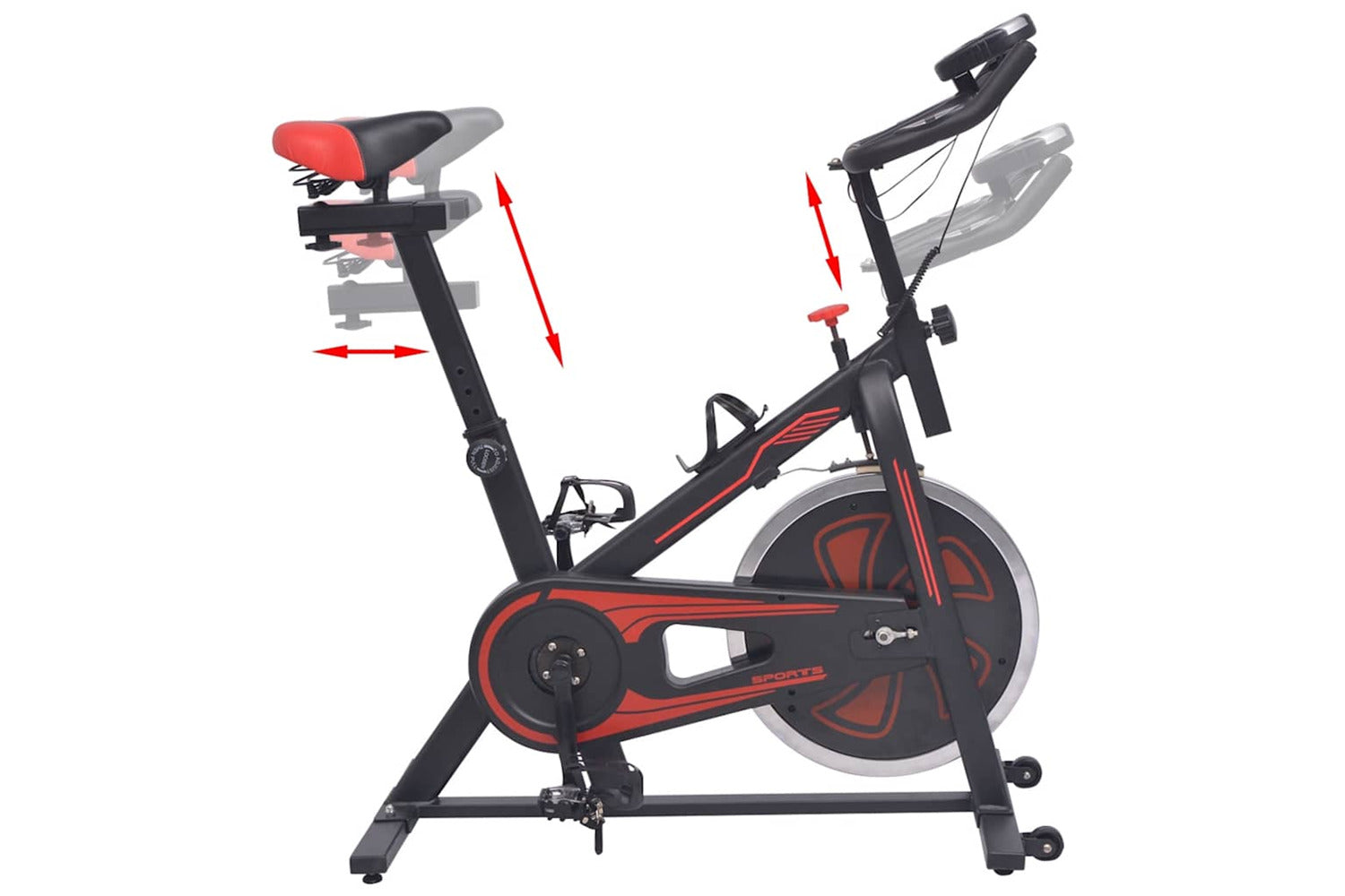 Vidaxl Exercise Training Bike With Pulse Sensors Black And Red-3