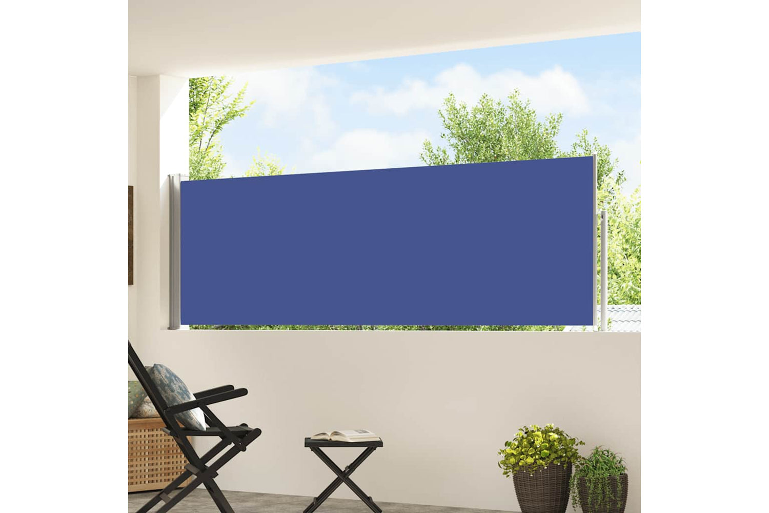vidaXL 48384 Patio Retractable Side Awning 100x500cm Blue-2