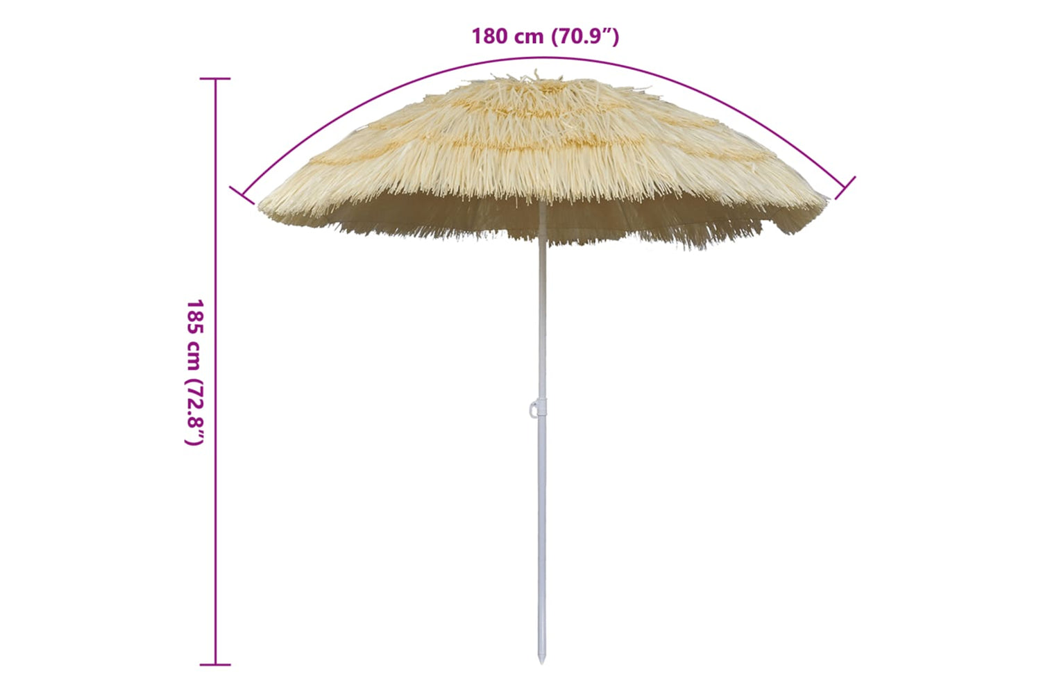 Vidaxl Tilt Beach Umbrella Hawaii Style-7