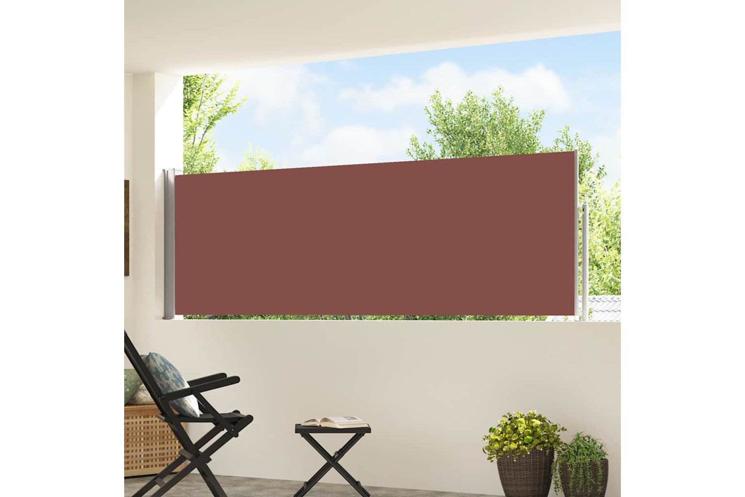 vidaXL 48387 Patio Retractable Side Awning 100x500cm Brown-2