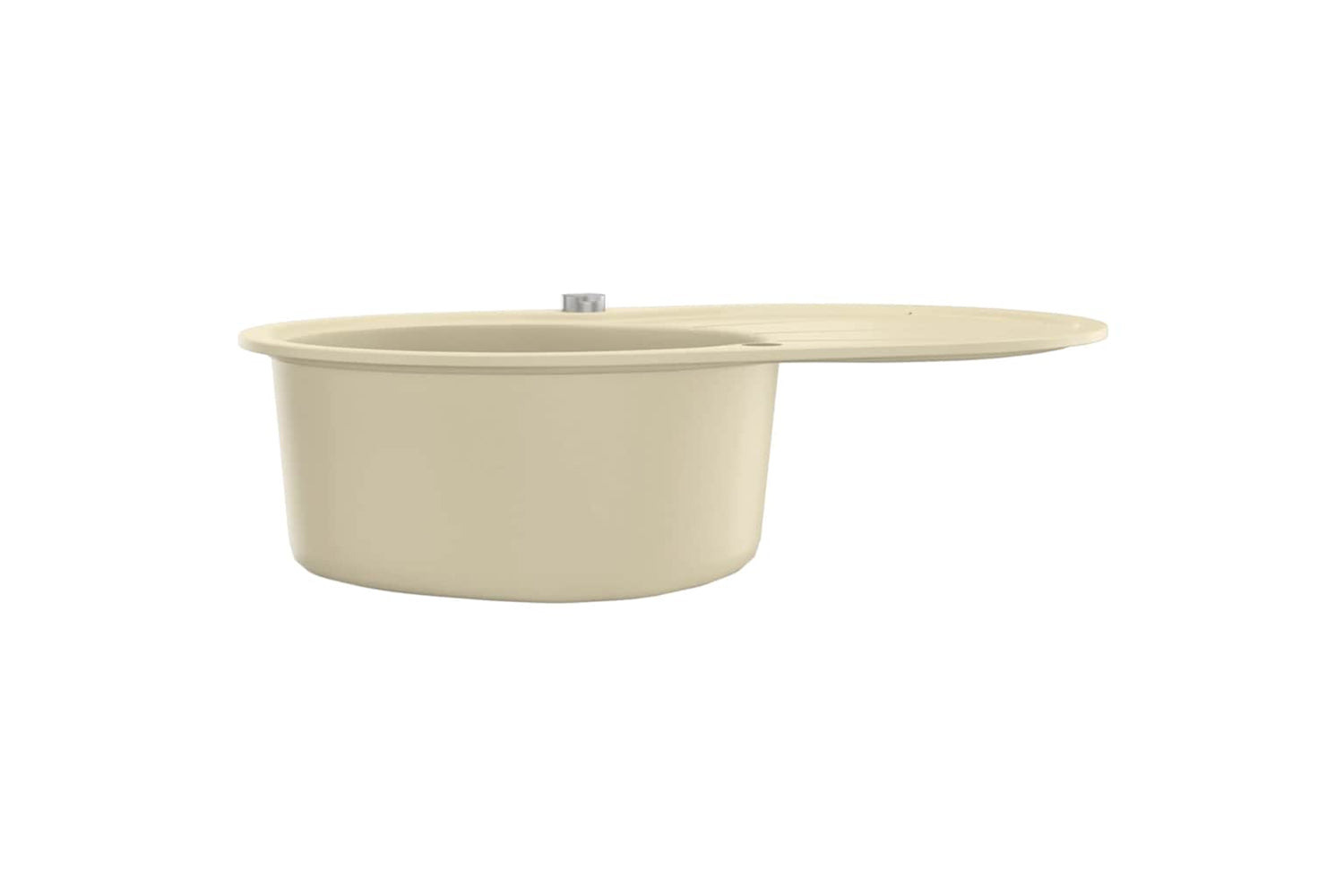 Vidaxl Granite Kitchen Sink Single Basin Oval Beige-3