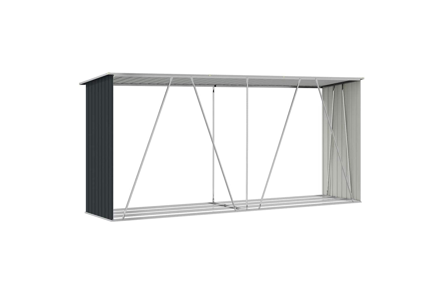 vidaXL 47085 Garden Log Storage Shed Galvanised Steel 330x84x152cm Anthracite-7