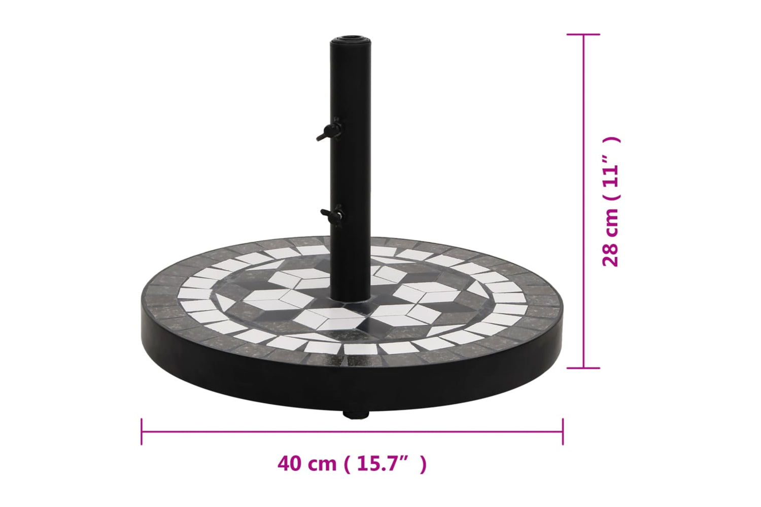 Vidaxl Parasol Base Black And White Round 12 Kg-7