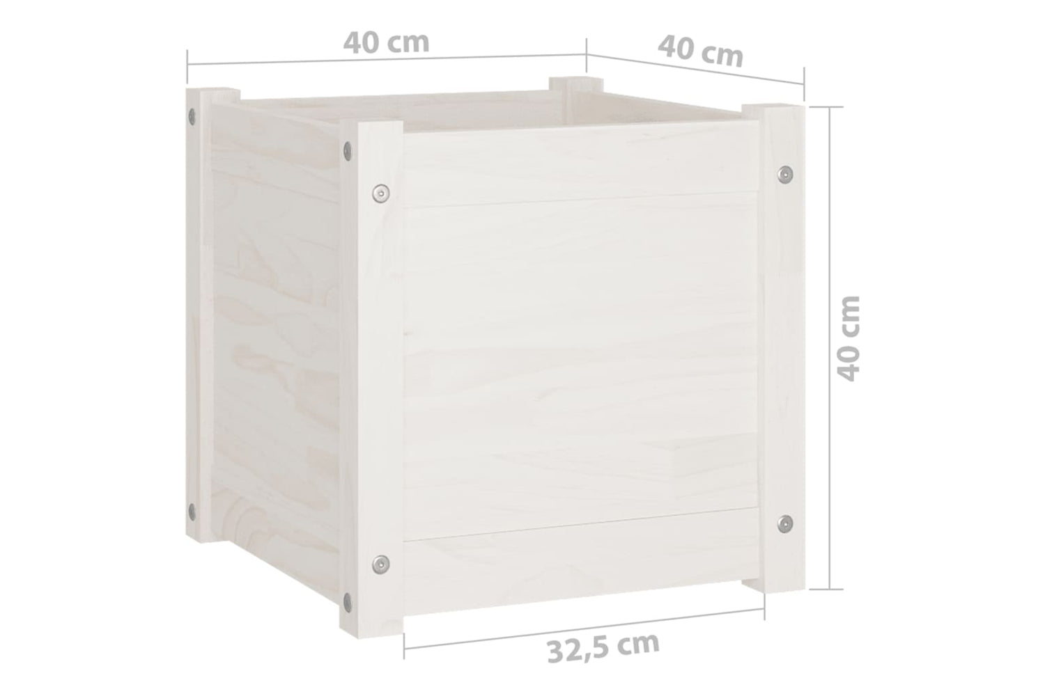 vidaXL 810537 Garden Planters 2 Pcs White 40x40x40cm Solid Pinewood-8