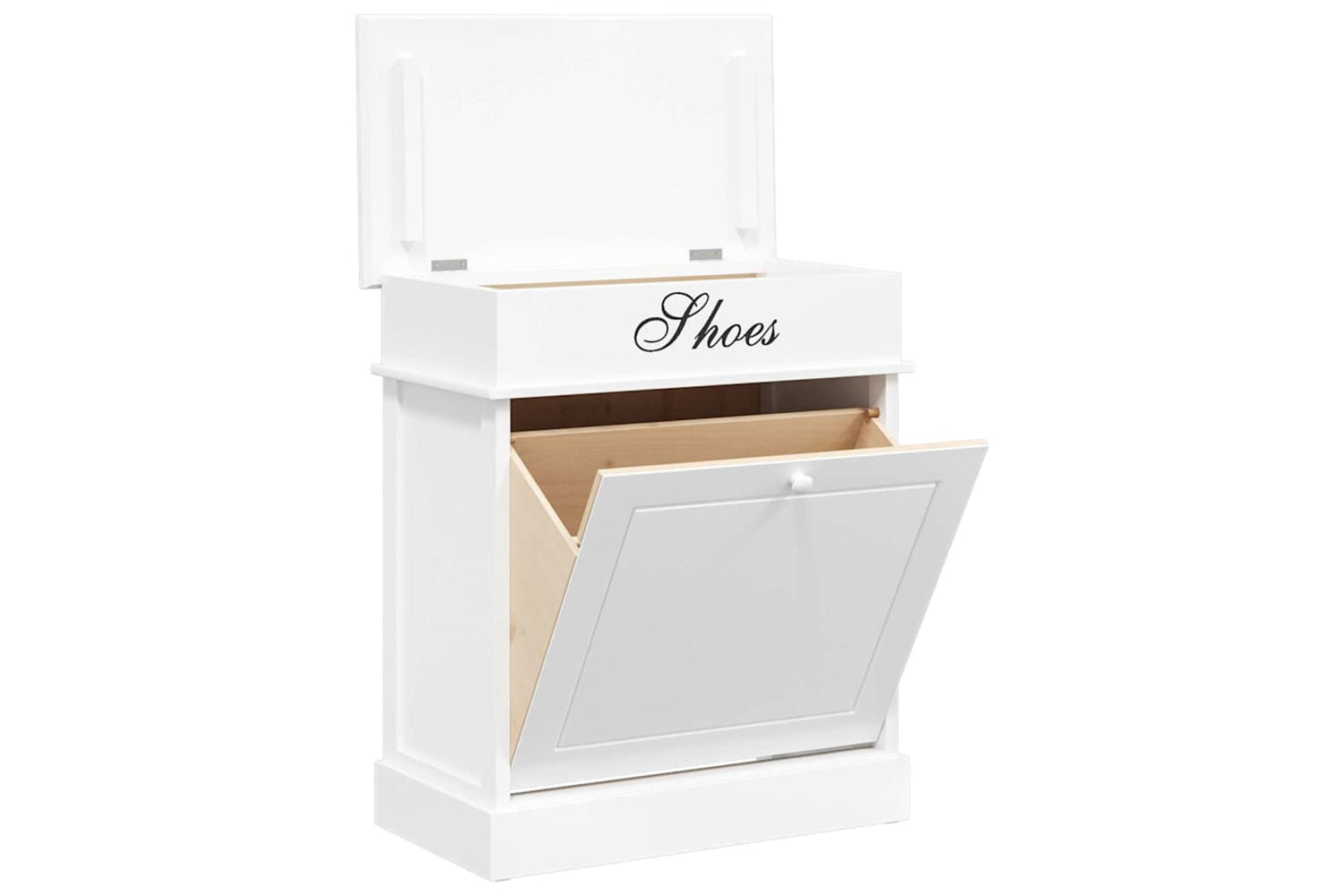 vidaXL 284085 Shoe Cabinet White 50x28x58cm Paulownia Wood-2