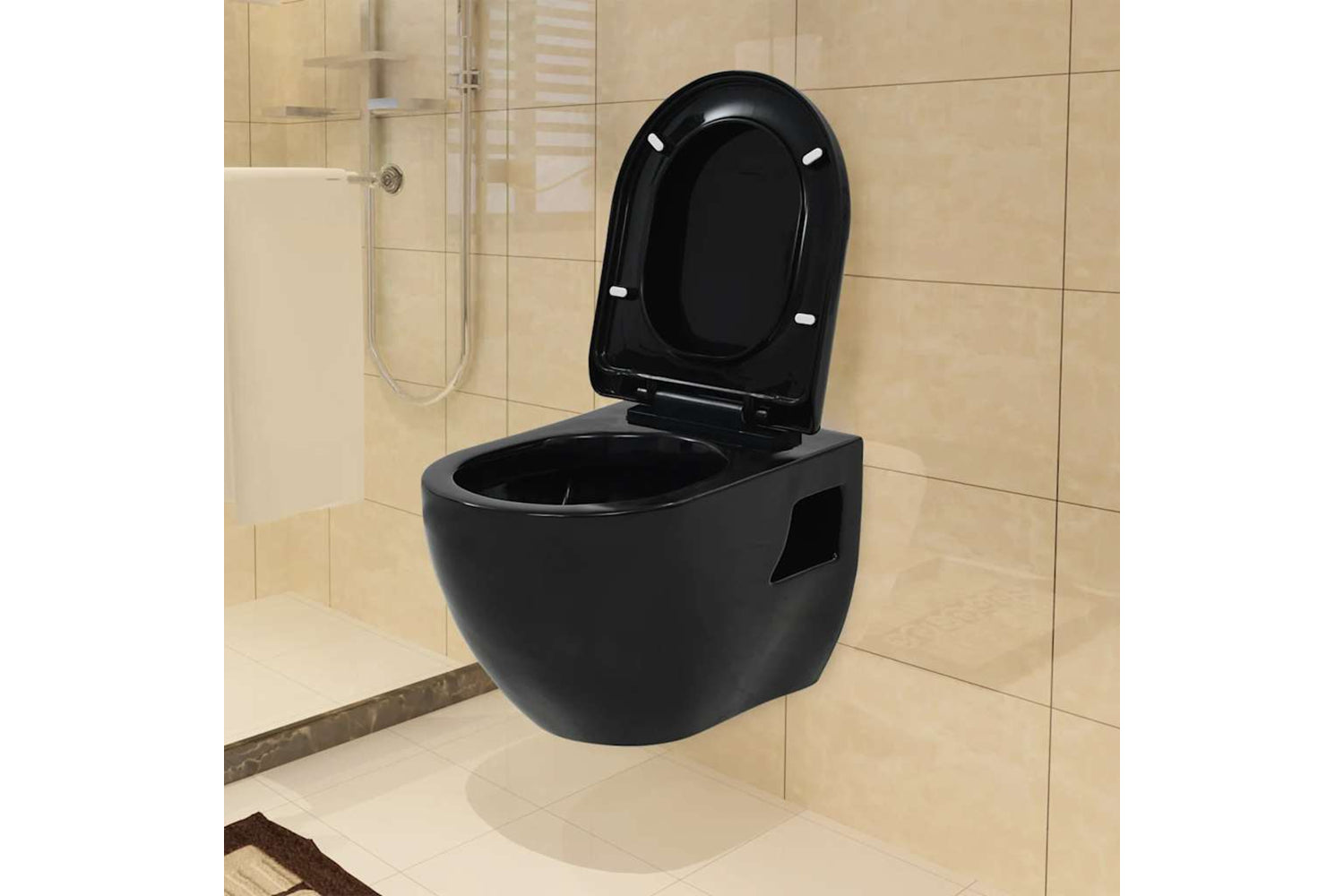 Vidaxl Wall-hung Toilet With Concealed Cistern Ceramic Black-2