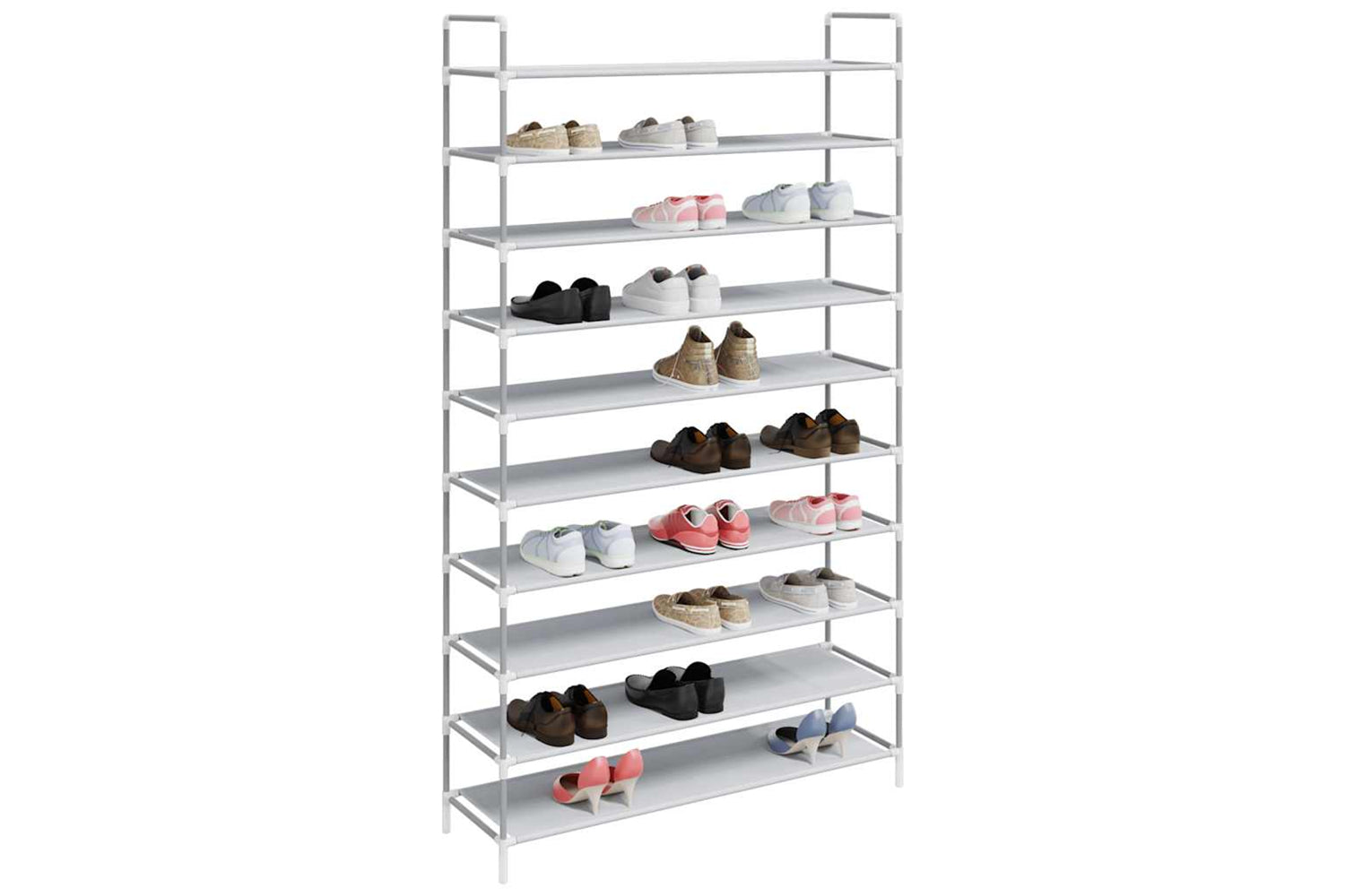 Vidaxl 245631 Shoe Rack With 10 Shelves Metal And Non-woven Fabric Silver-2