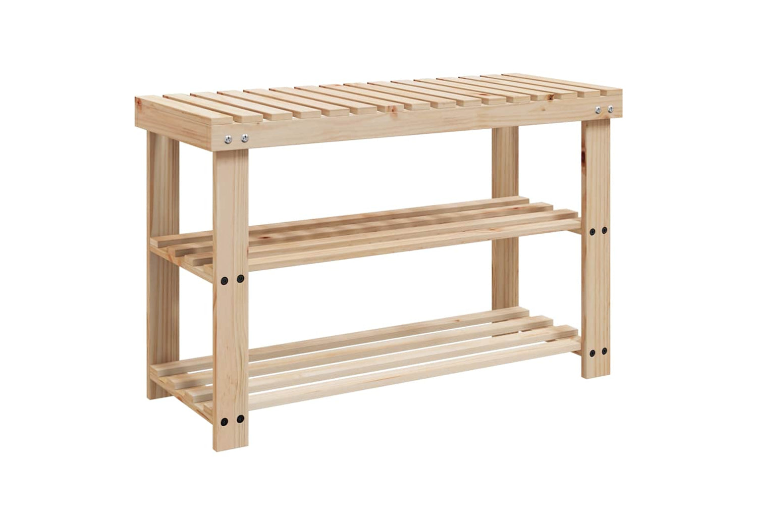 Vidaxl 276040 2-in-1 Shoe Rack With Bench Top 2 Pcs Solid Wood-2