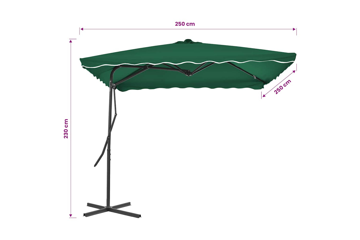 vidaXL 44881 Outdoor Parasol With Steel Pole 250x250cm Green-6