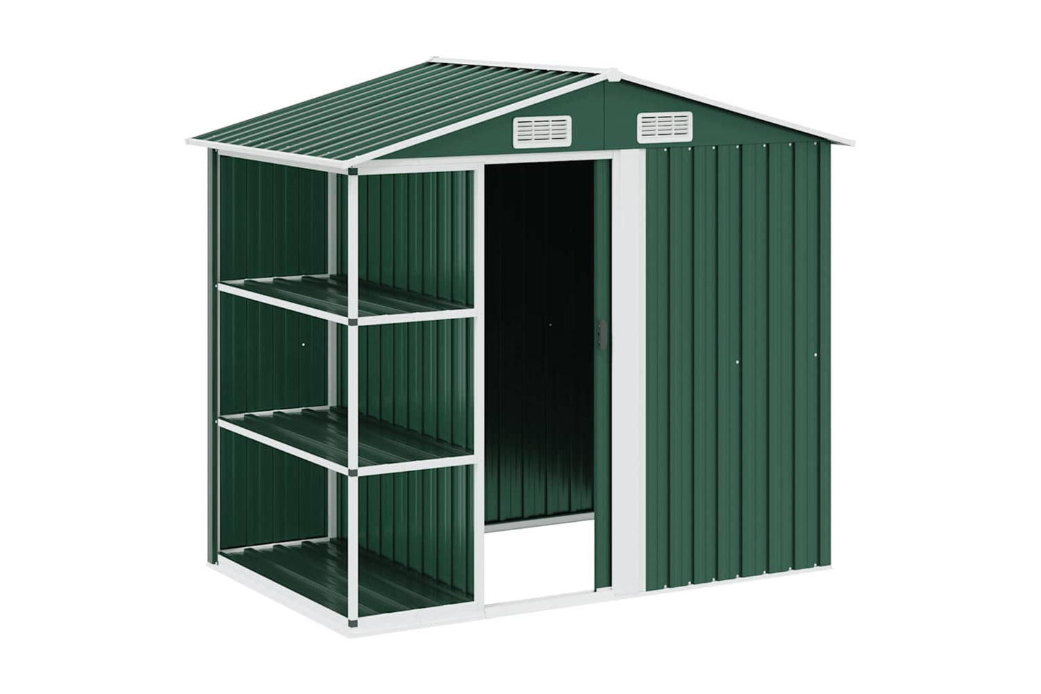 vidaXL 47104 Garden Shed With Rack Green 205x130x183cm Iron-2