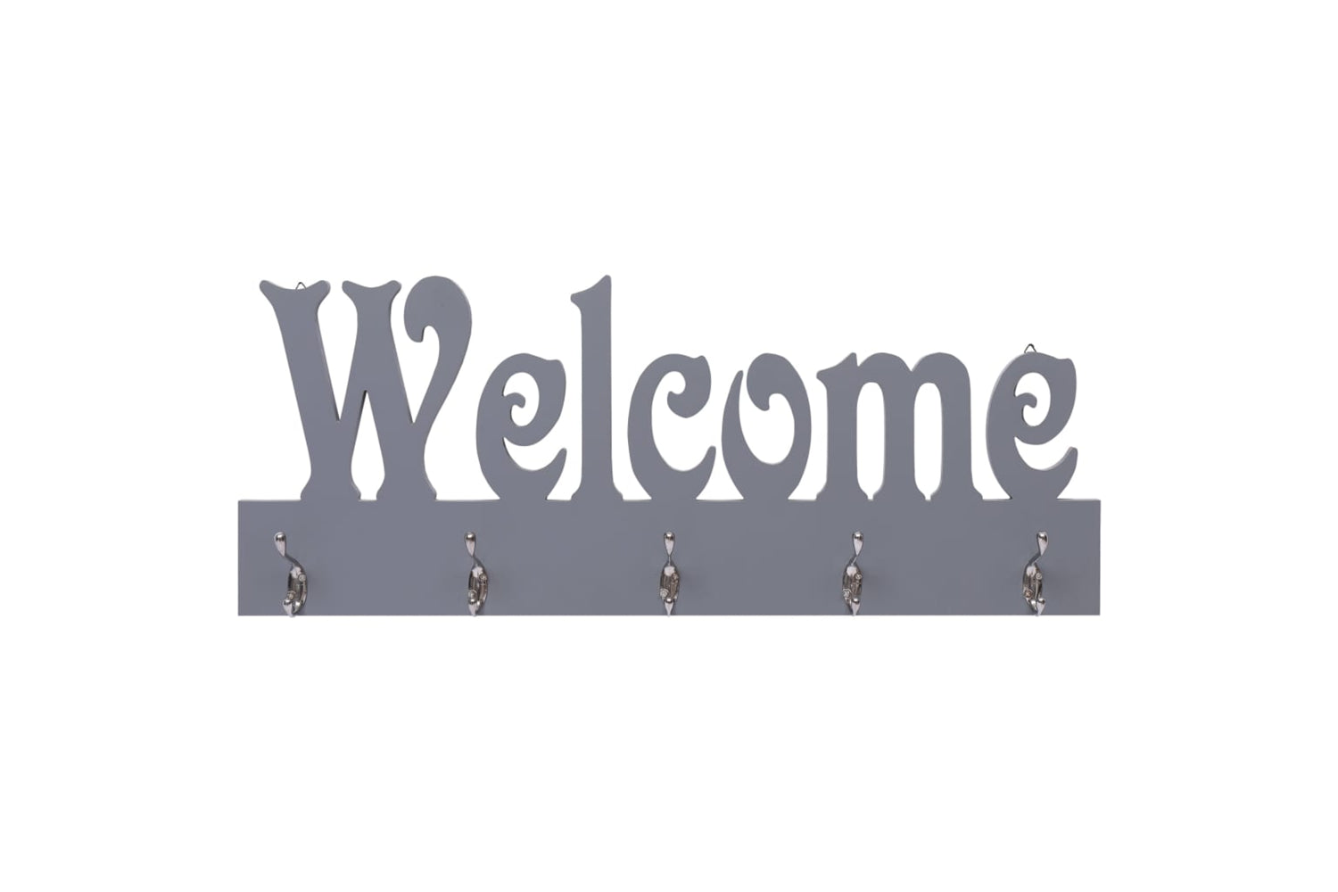 vidaXL 284248 Wall Mounted Coat Rack Welcome Grey 74x29.5cm-2