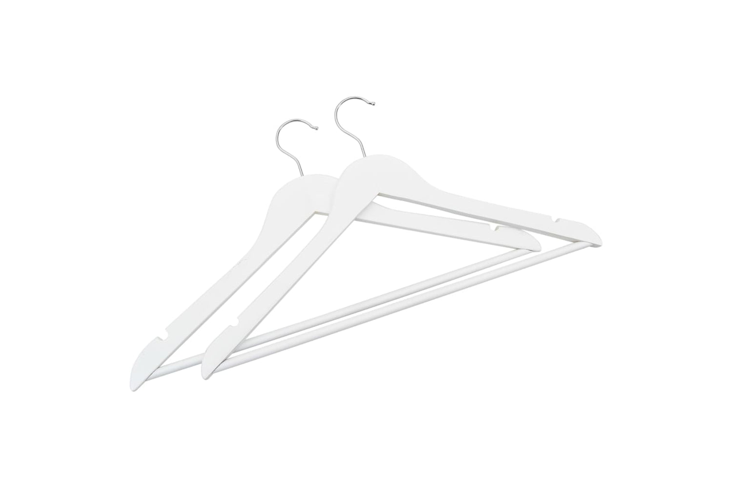 vidaXL 289915 50 Pcs Clothes Hanger Set Non-slip White Hardwood-4
