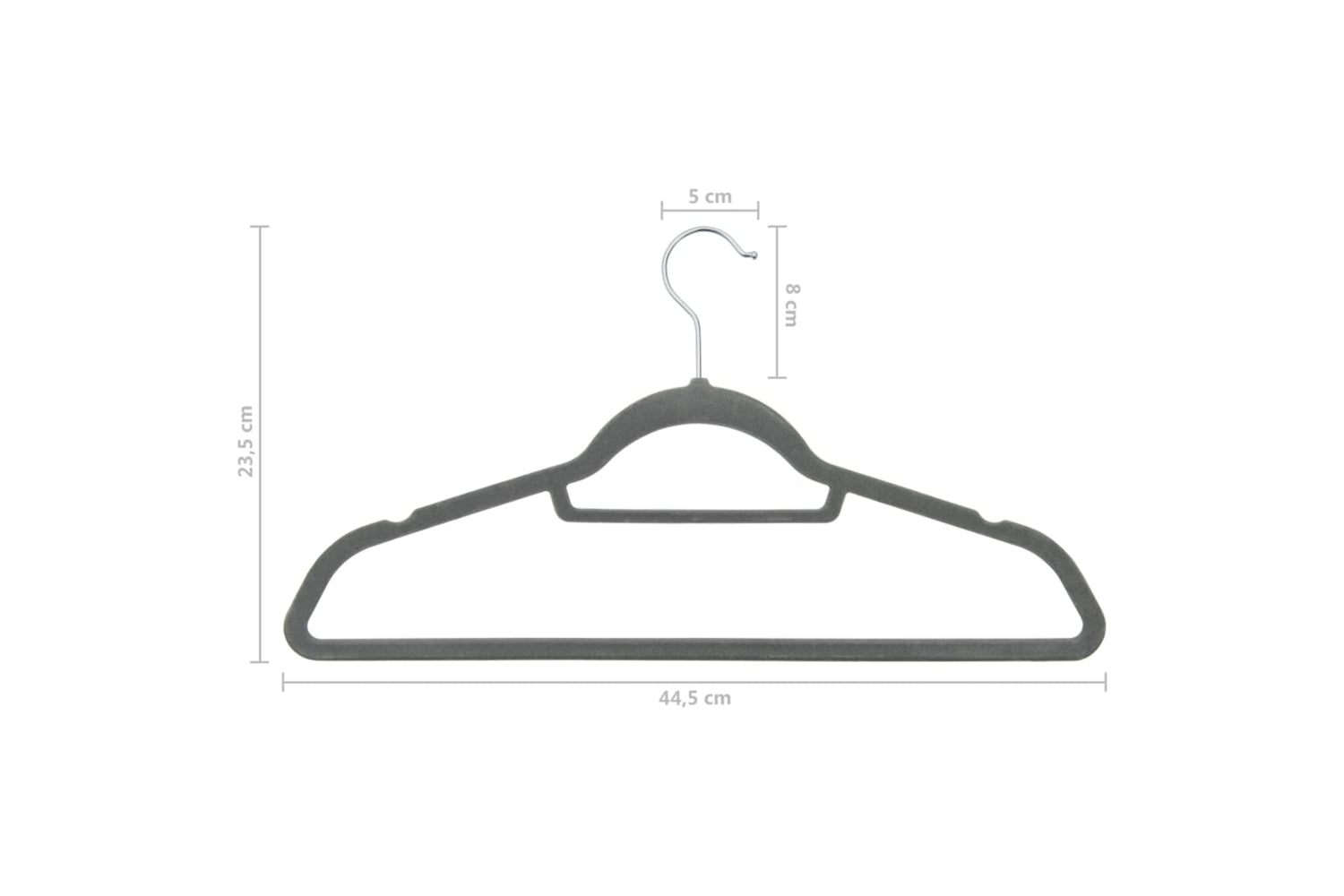 Vidaxl 289917 20 Pcs Clothes Hanger Set Anti-slip Grey Velvet-7