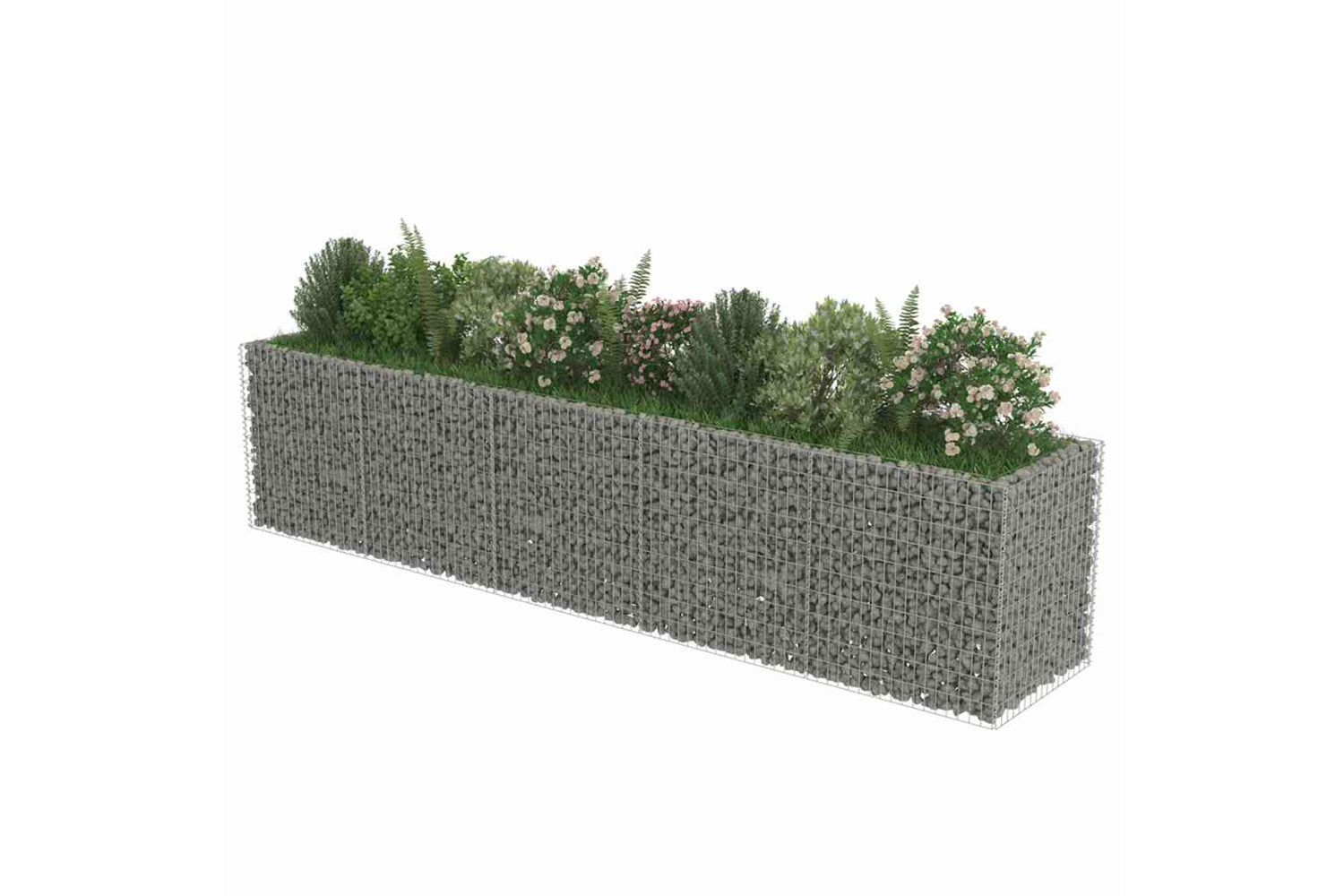 vidaXL 143552 Gabion Raised Bed Galvanised Steel 450x90x100cm-2