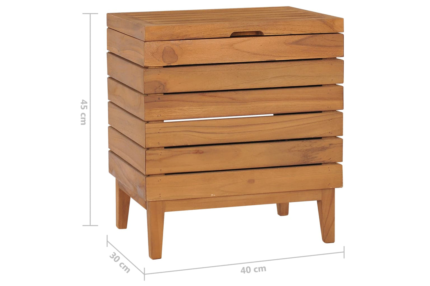 vidaXL 289075 Laundry Basket 40x30x45cm Solid Teak Wood-7
