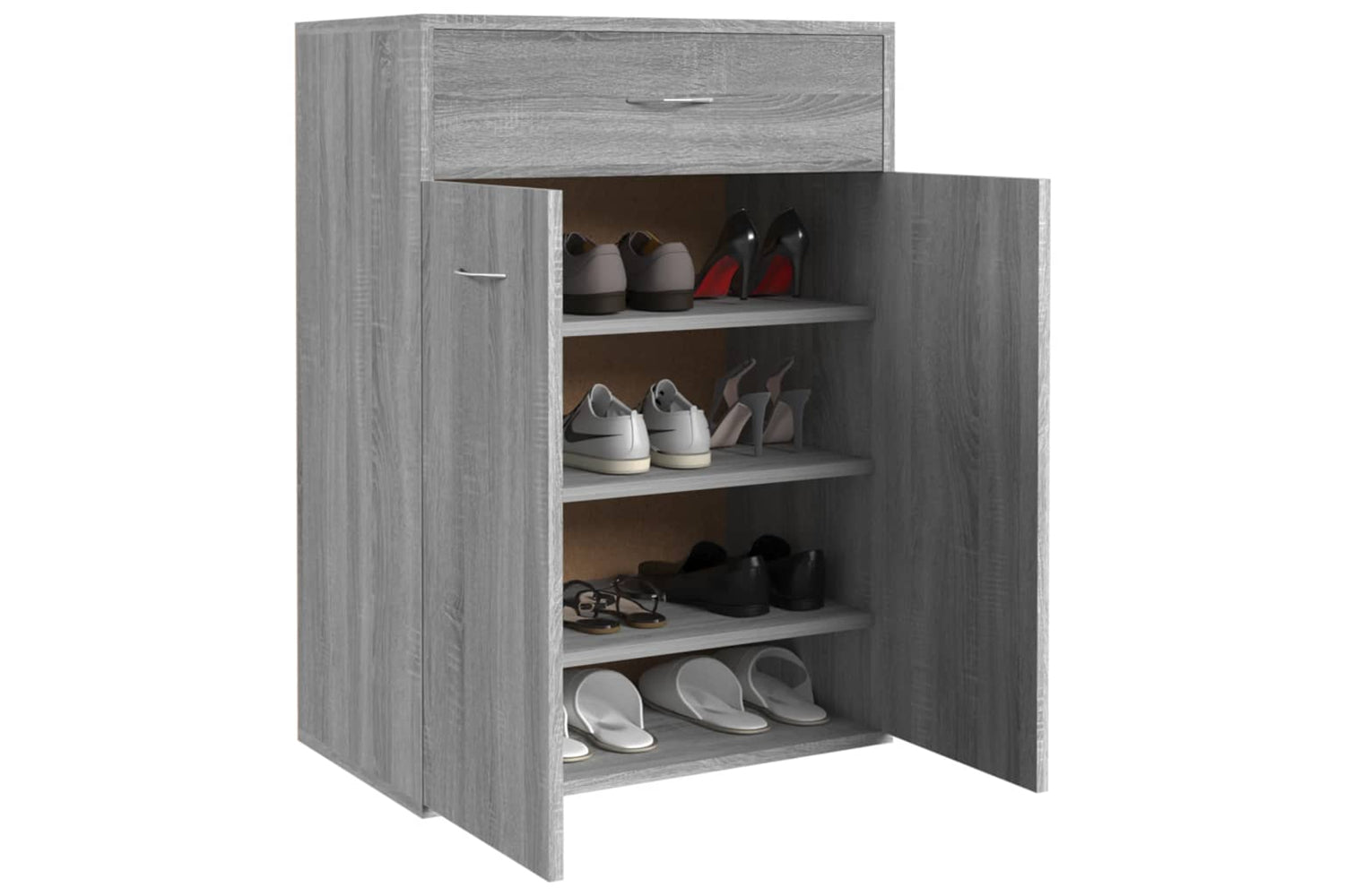 vidaXL 815418 Shoe Cabinet Grey Sonoma 60x35x84cm Engineered Wood-4