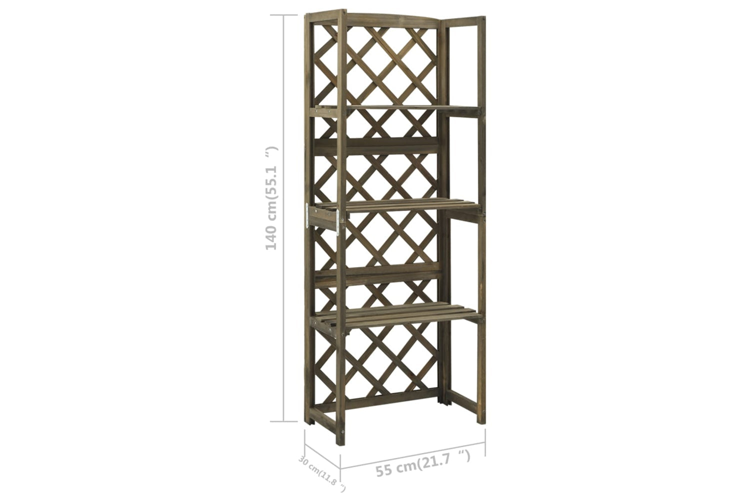vidaXL 316410 Trellis With Shelves Grey 55x30x140cm Solid Fir Wood-6