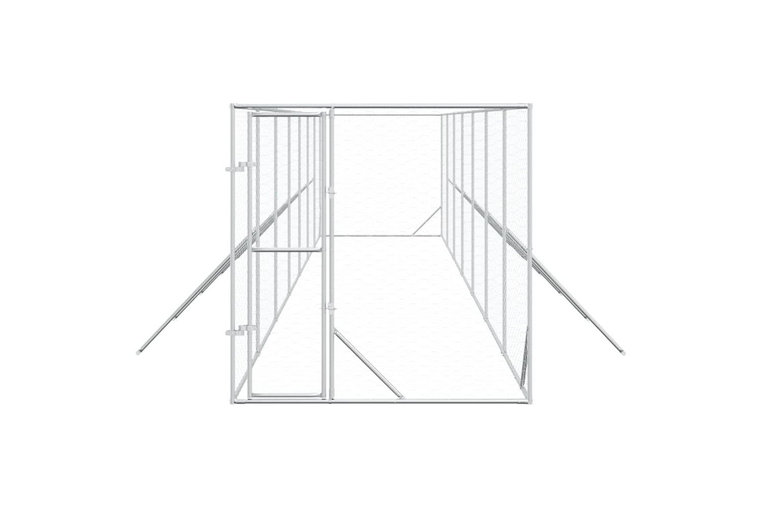 Vidaxl 3190454 Outdoor Dog Kennel Silver 2x14x2 M Galvanised Steel-3