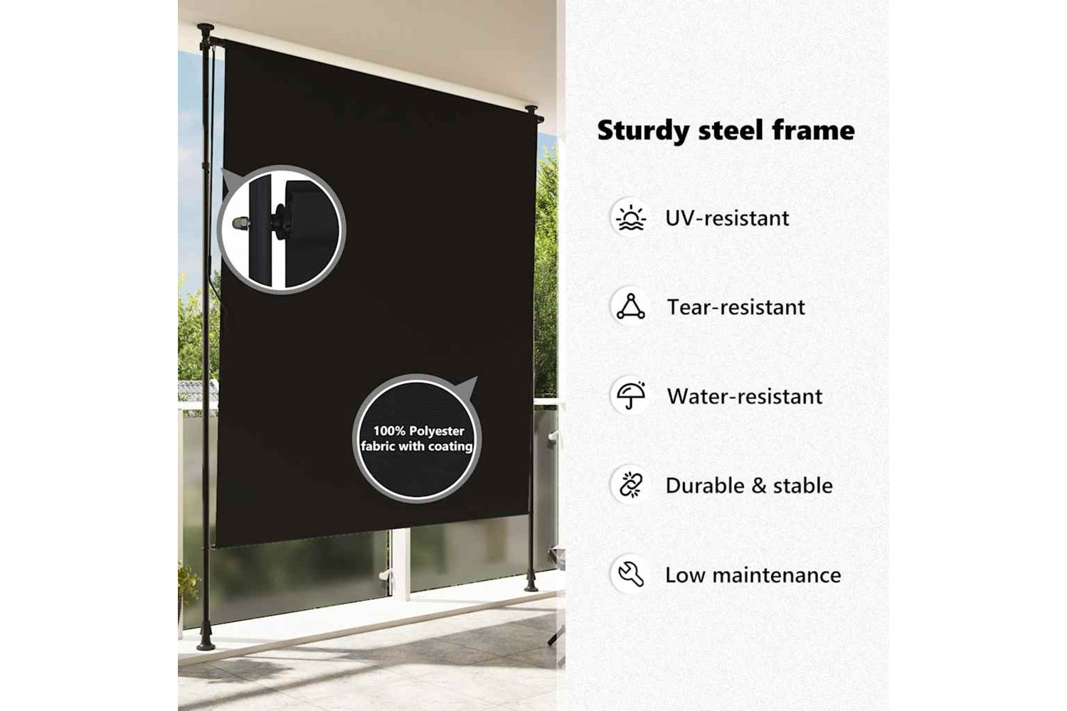 Vidaxl Outdoor Roller Blind 200x270 Cm Anthracite-8