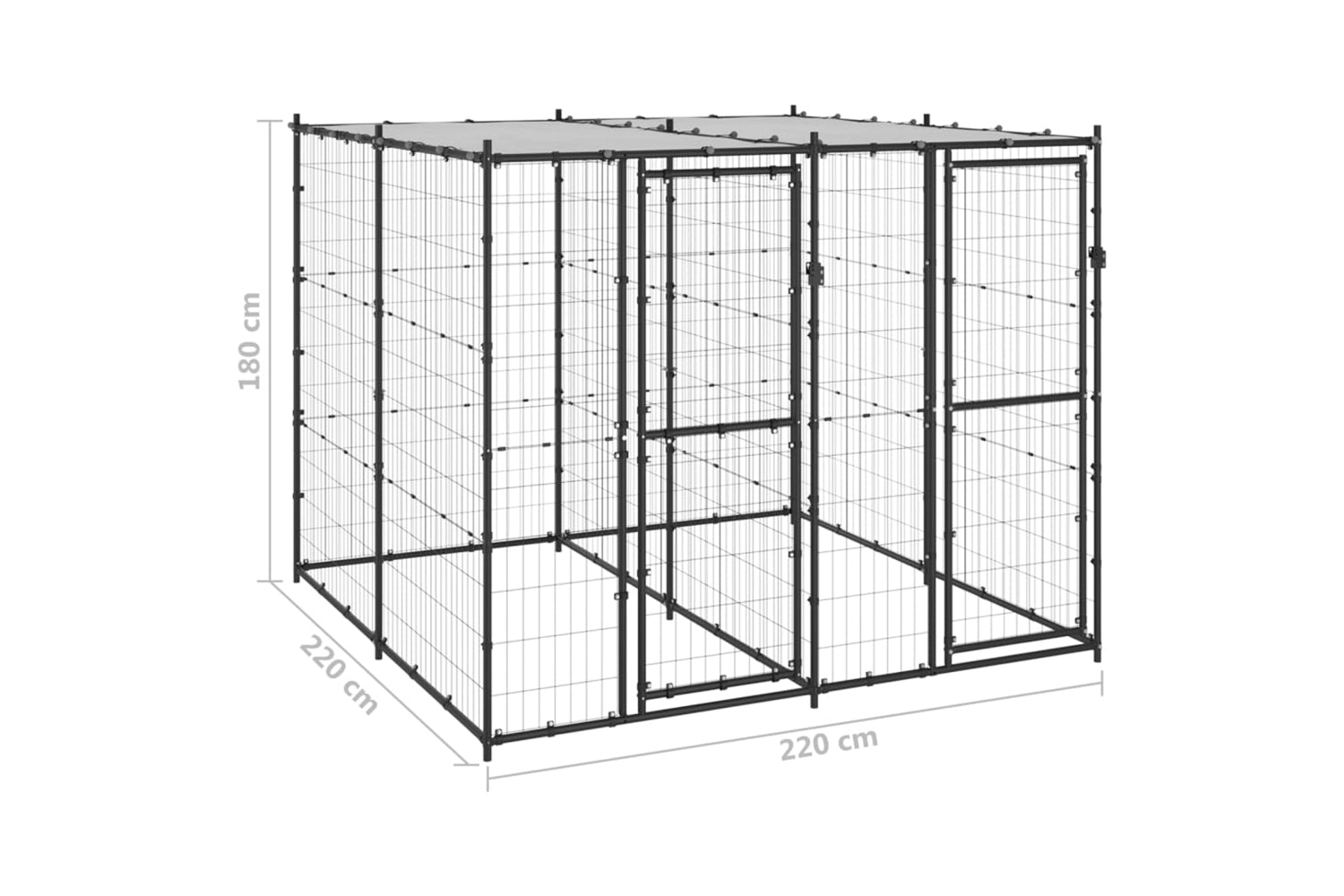 Vidaxl 3082249 Outdoor Dog Kennel Steel With Roof 4.84 M2-6