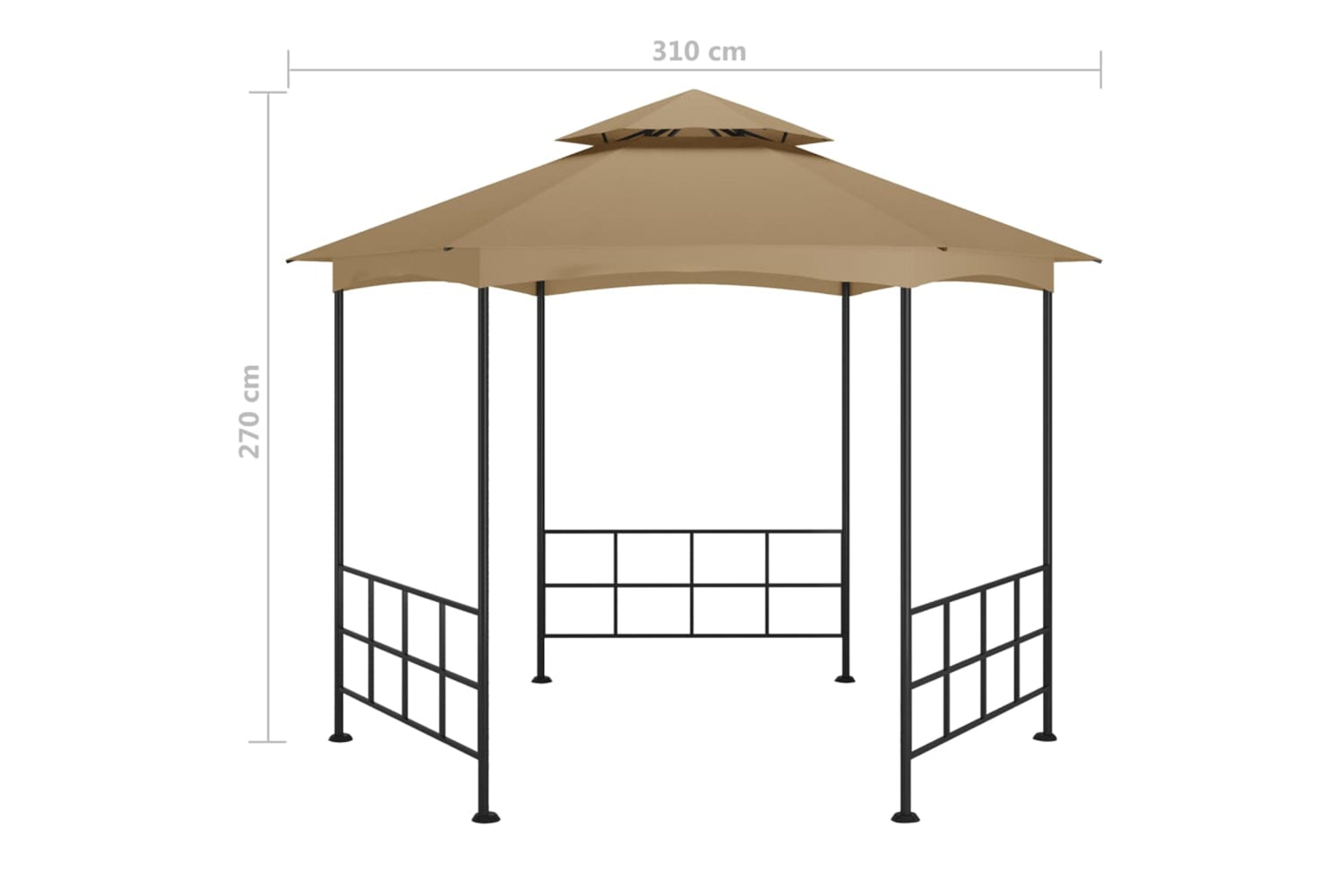 Vidaxl 313932 Gazebo With Sidewalls 3.1x2.7 M Taupe-6