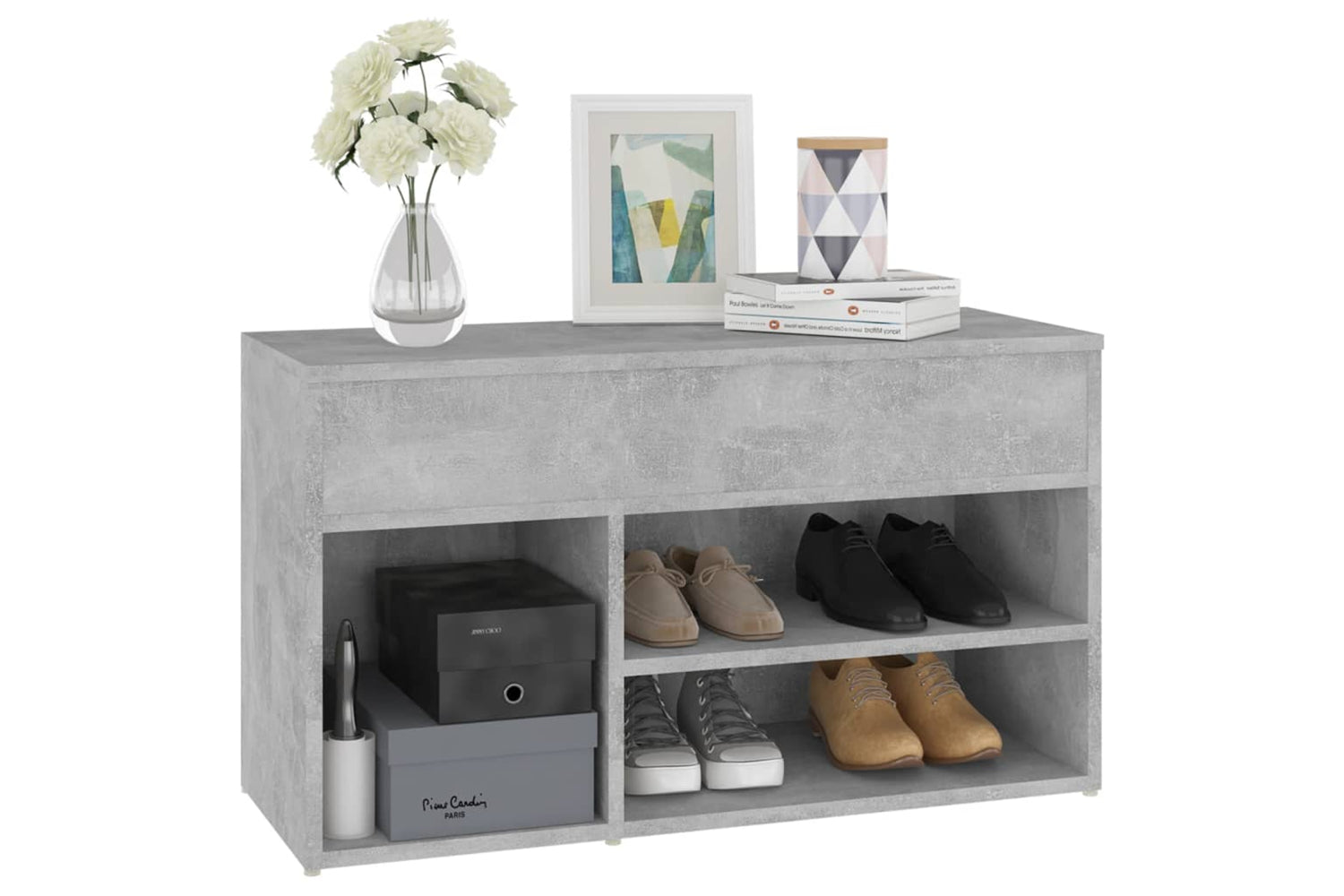 vidaXL 808751 Shoe Bench Concrete Grey 80x30x45cm Engineered Wood-6