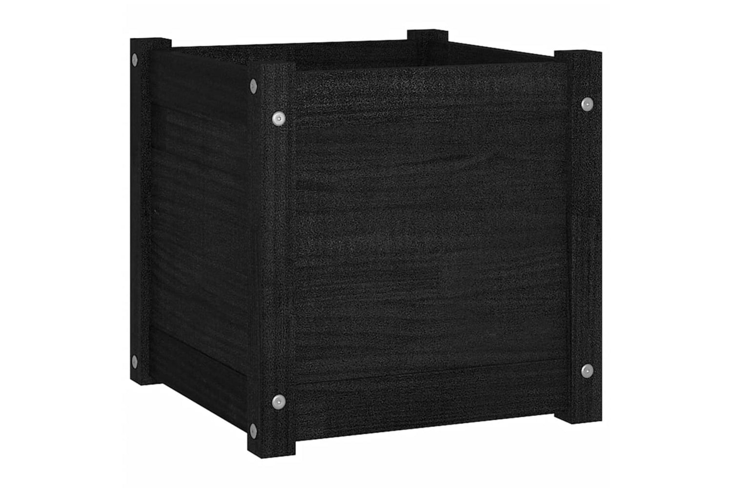 vidaXL 810543 Garden Planters 2 Pcs Black 40x40x40cm Solid Pinewood-3