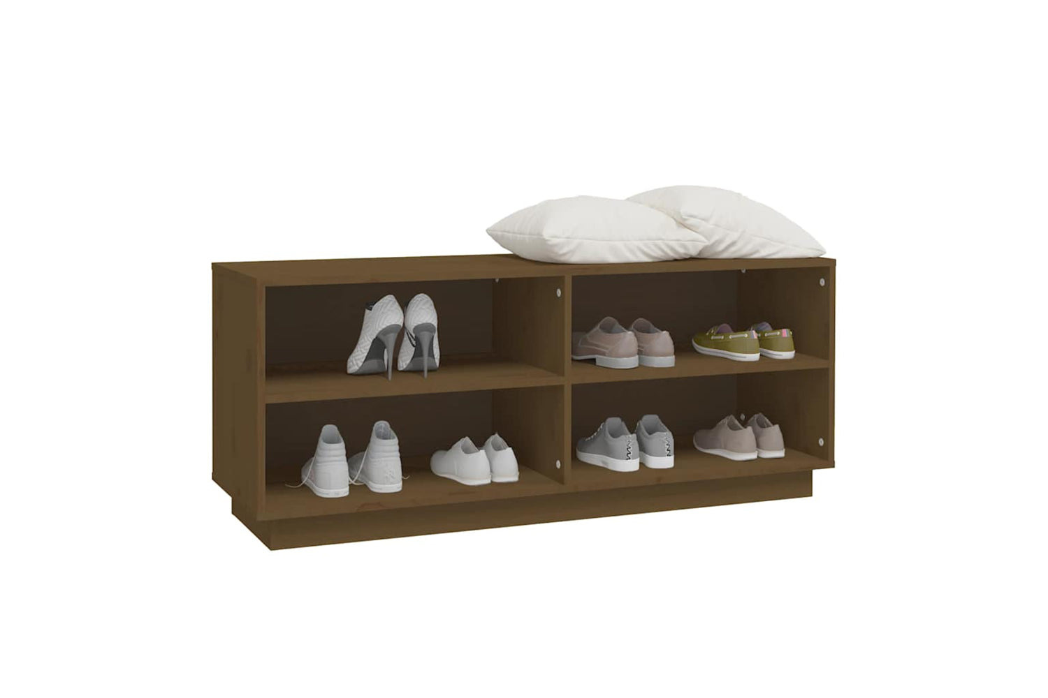vidaXL 813543 Shoe Cabinet Honey Brown 110x34x45cm Solid Wood Pine-3