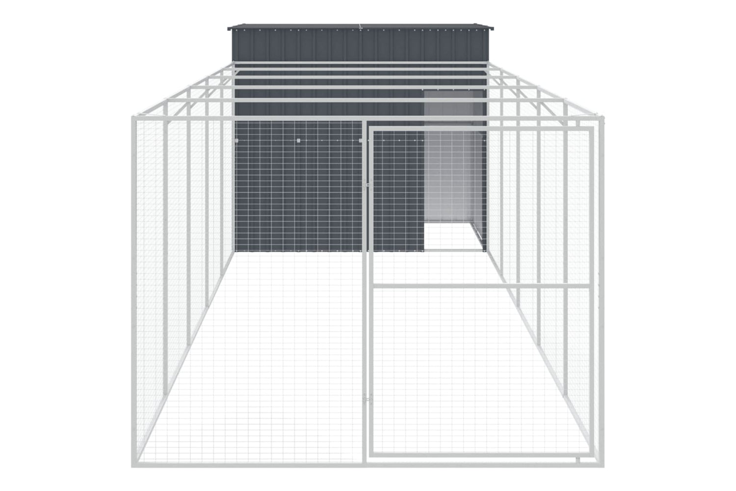 vidaXL 3189121 Dog House With Run Anthracite 214x661x181cm Galvanised Steel-2