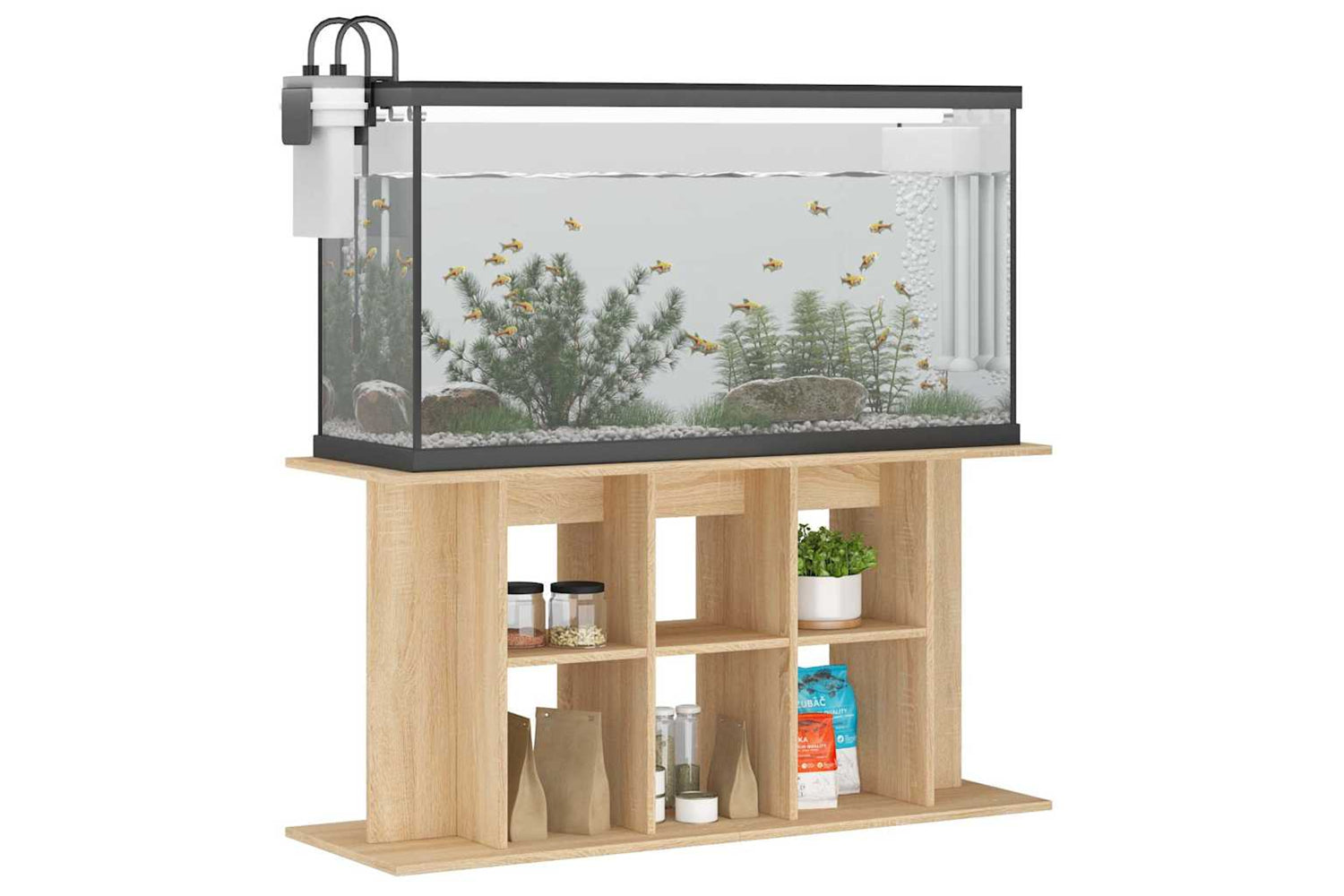 vidaXL 833594 Aquarium Stand Sonoma Oak 120x40x60cm Engineered Wood-2